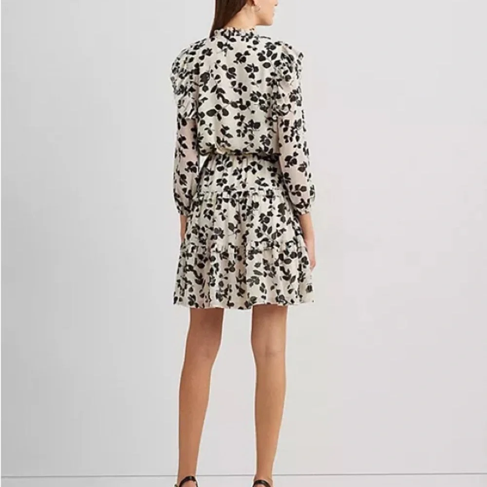 Ralph Lauren Floral Ruffle Trim Dress - 18 - Black and White - Picture 3 of 6